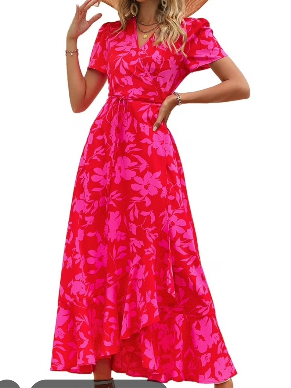 PRETTYGARDEN wrap maxi dress Size Med. New